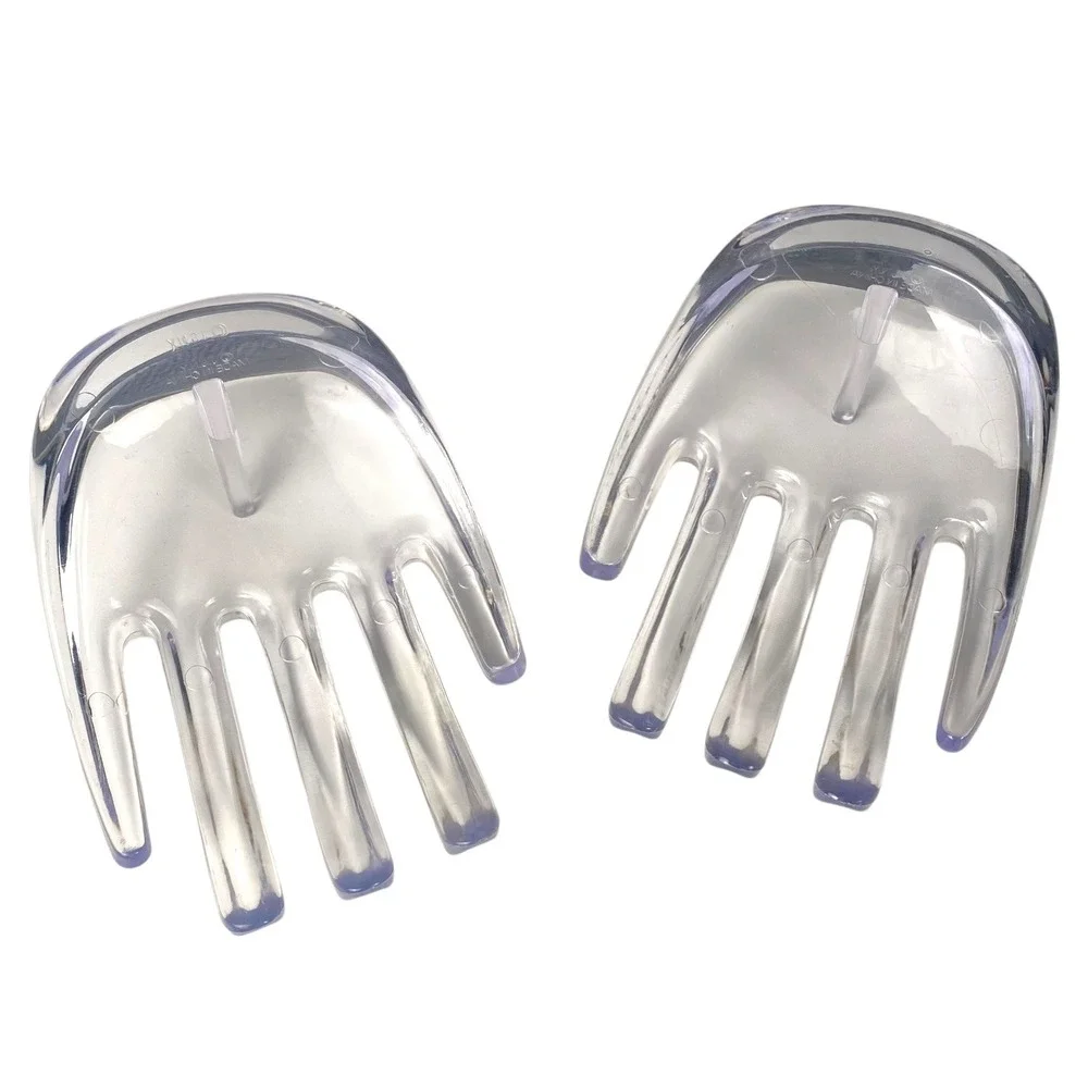 J.S.N.Y Clear Lucite Hand Shaped‎ Salad Servers Set of 2 Vintage Style F72Q
